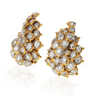 Leaf Platinum & 18K Yellow Gold Estate 1970's Diamond 5.00cts Earrings