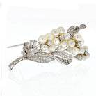 1950's Platinum 7 Carat Diamond And Pearl Gatsby Style Brooch