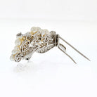 1950's Platinum 7 Carat Diamond And Pearl Gatsby Style Brooch