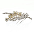 1950's Platinum 7 Carat Diamond And Pearl Gatsby Style Brooch