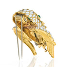 David Webb Platinum & 18K Yellow Gold White Enamel Owl Brooch