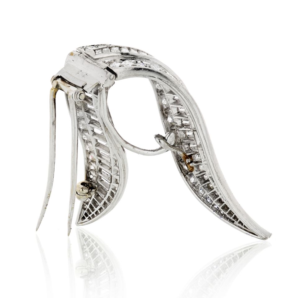1950's Platinum 9.00cts Diamond Brooch