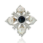 David Webb Platinum Diamond And Round Pearl Maltese Cross Pendant Brooch