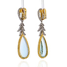David Webb Platinum & 18K Yellow Gold Teardrop Aquamarine And Diamond Dangling Earrings