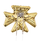 David Webb Platinum & 18K Yellow Gold Important Vintage Maltese Crosee White Enamel Brooch