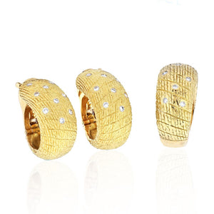 Van Cleef & Arpels 18K Yellow Gold 1970's Diamond Earrings And A Ring Jewelry Set