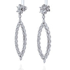 18K White Gold 16 Carat Marquise Round Dangling Drop Earrings
