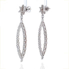 18K White Gold 16 Carat Marquise Round Dangling Drop Earrings