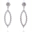 18K White Gold 16 Carat Marquise Round Dangling Drop Earrings