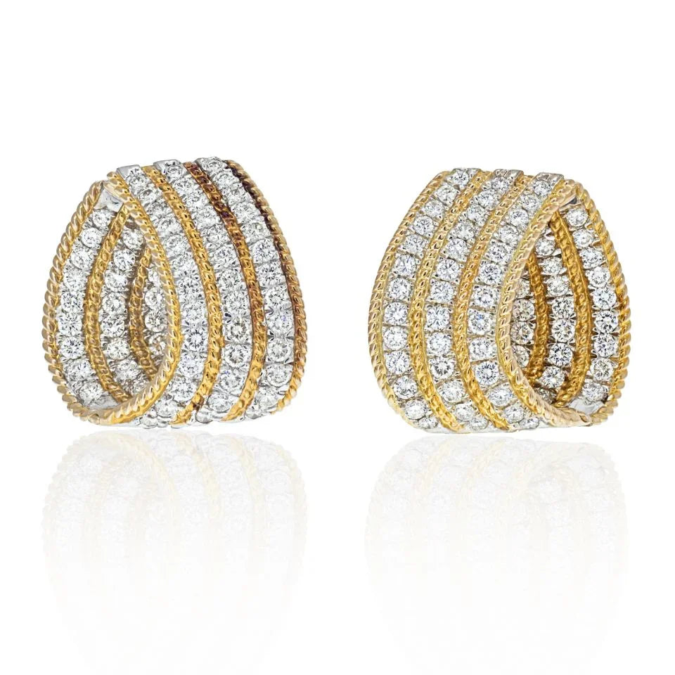 18K Yellow Gold 6 Carat Diamond Huggie Earrings - The Back Vault
