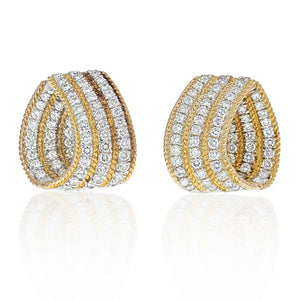 18K Yellow Gold 6 Carat Diamond Huggie Earrings