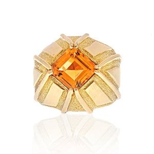 Tiffany & Co. Schlumberger 18K Yellow Gold Vintage Citrine Ring