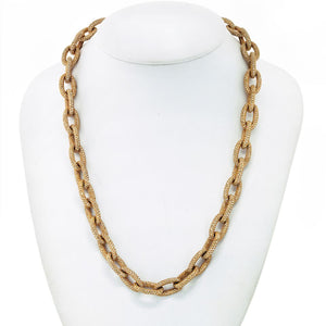 18K Yellow Gold 85 Carat Oval Diamond Link Chain Necklace
