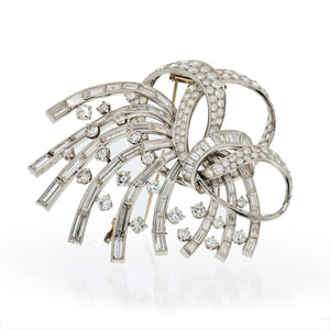 Platinum 35 Carats Diamond Spray 1950's Brooch