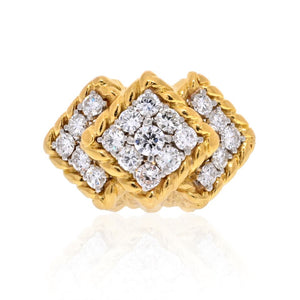 David Webb 18K Yellow Gold 2.20cts Diamond Chevron Ring