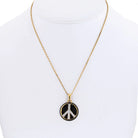 David Webb 18K Yellow Gold Peace Black Enamel And Diamonds Round Pendant Necklace - The Back Vault