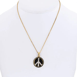 David Webb 18K Yellow Gold Peace Black Enamel And Diamonds Round Pendant Necklace