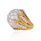 Platinum & 18K Yellow Gold 1950's Cluster 8.50cts Diamond Dome Ring