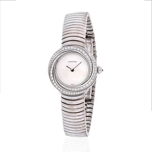 Cartier Trinity 18K White Gold Diamond Bezel White Cream Dial Women Watch