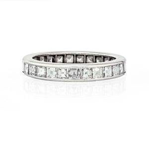 Platinum 4 Carat Carre Cut Diamond Eternity Eternity Band