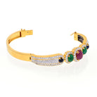 18K Yellow Gold Diamond, Ruby, Emerald and Sapphire Bangle Bracelet - The Back Vault