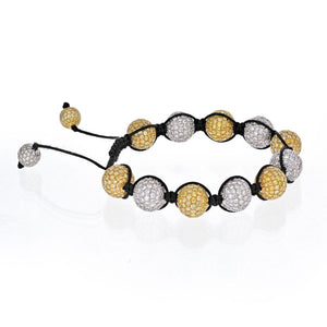 Shamballa 18K White Gold White And Yellow Diamond Bracelet