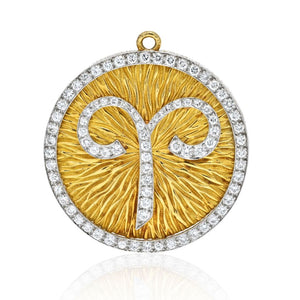 David Webb Platinum & 18K Yellow Gold Zodiac Aries Large Pendant