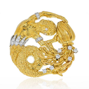 David Webb Platinum & 18K Yellow Gold Zodiac Aquarius Pendant
