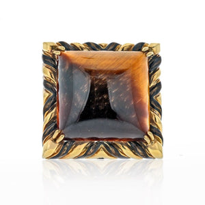 David Webb 18K Yellow Gold Tiger's Eye Ring