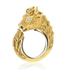 David Webb 18K Yellow Gold Baby Bull With Diamond Eyes Ring