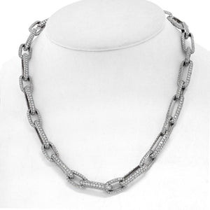 18K White Gold 41 Carat Pave Diamond Link Chain Necklace