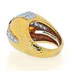 David Webb Platinum & 18K Yellow Gold Oval Amethyst And Diamond Hammered Finish Ring