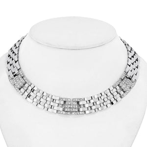 Cartier 18K White Gold 6.50 Carat Panthere Maillon Diamond Wide Collar Necklace