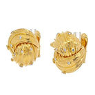 David Webb 18K Yellow Gold Knot Style Button With Diamonds Earrings - The Back Vault