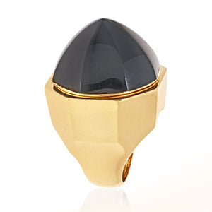 David Webb Platinum & 18K Yellow Gold Black Onyx Dome Ring