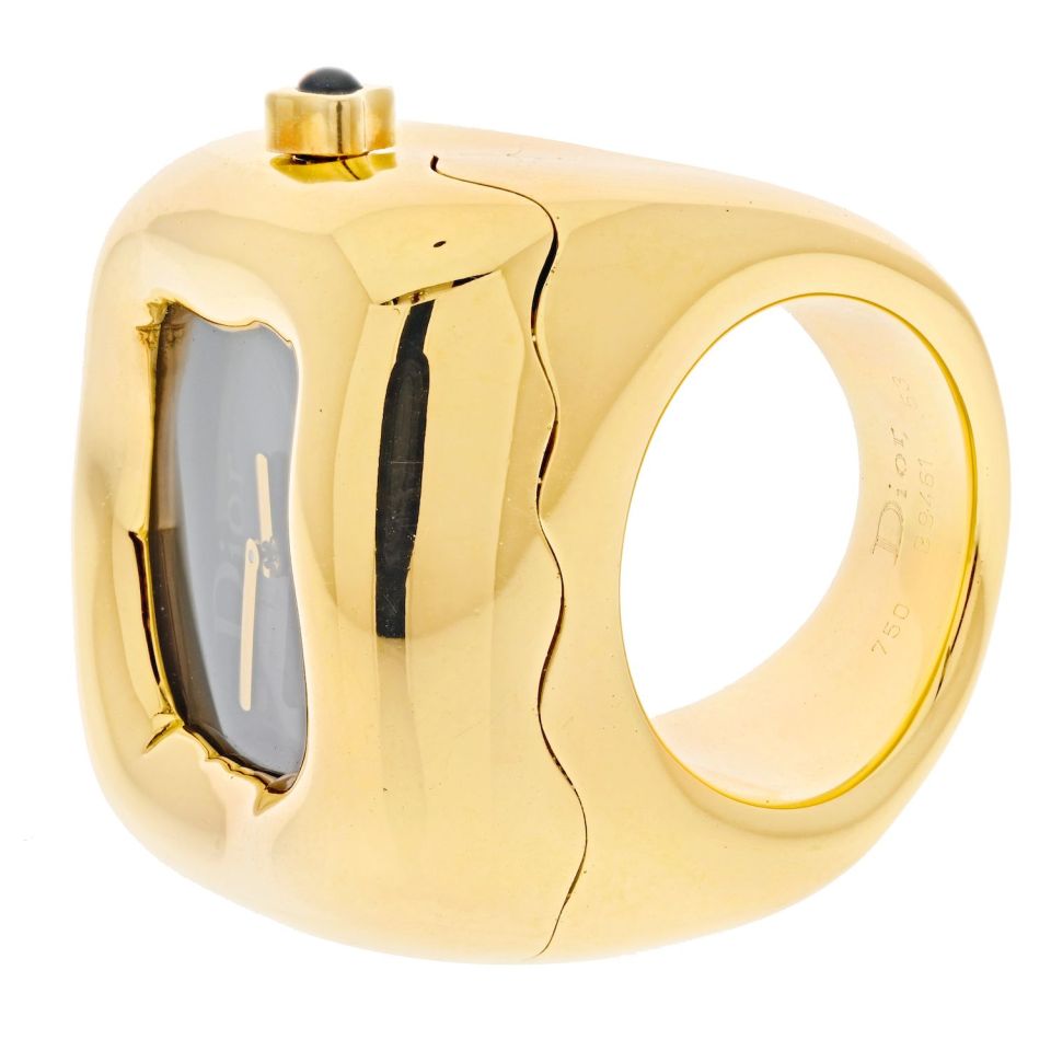 Christian Dior 18K Yellow Gold Nougat Watch Ring