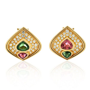 Marina B. 18K Yellow Gold Diamond And Tourmaline Earrings