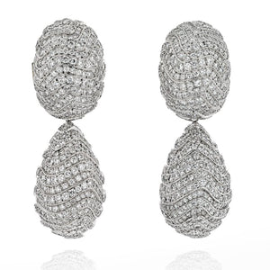 David Webb Platinum & 18K White Gold Bombe Day To Night Pave Diamond Drop Earrings