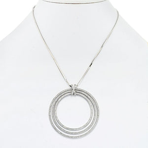 Cartier Diamond 18K White Gold Three Tiered Ring Pave Set Pendant Pendant