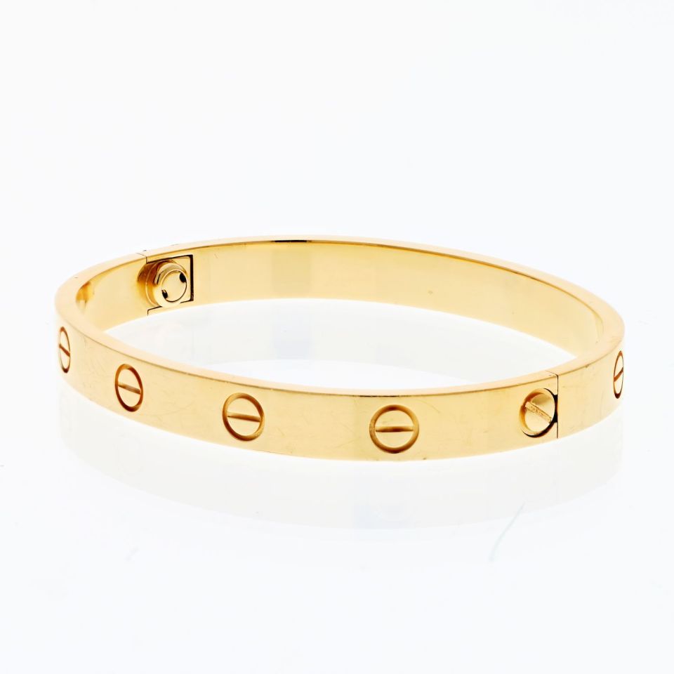 Cartier Love 18K Yellow Gold Love Bangle Size 16 Bracelet - The Back Vault