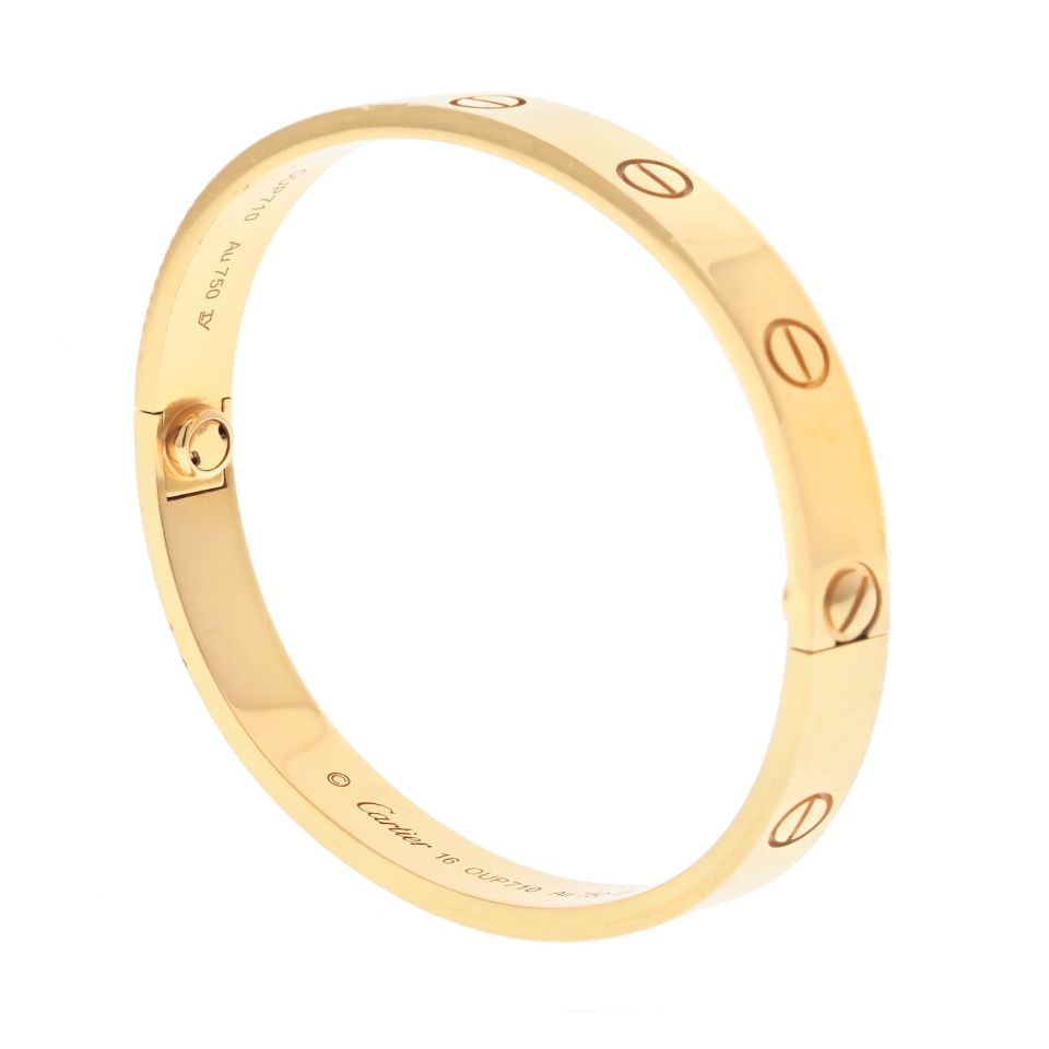 Cartier Love 18K Yellow Gold Love Bangle Size 16 Bracelet - The Back Vault