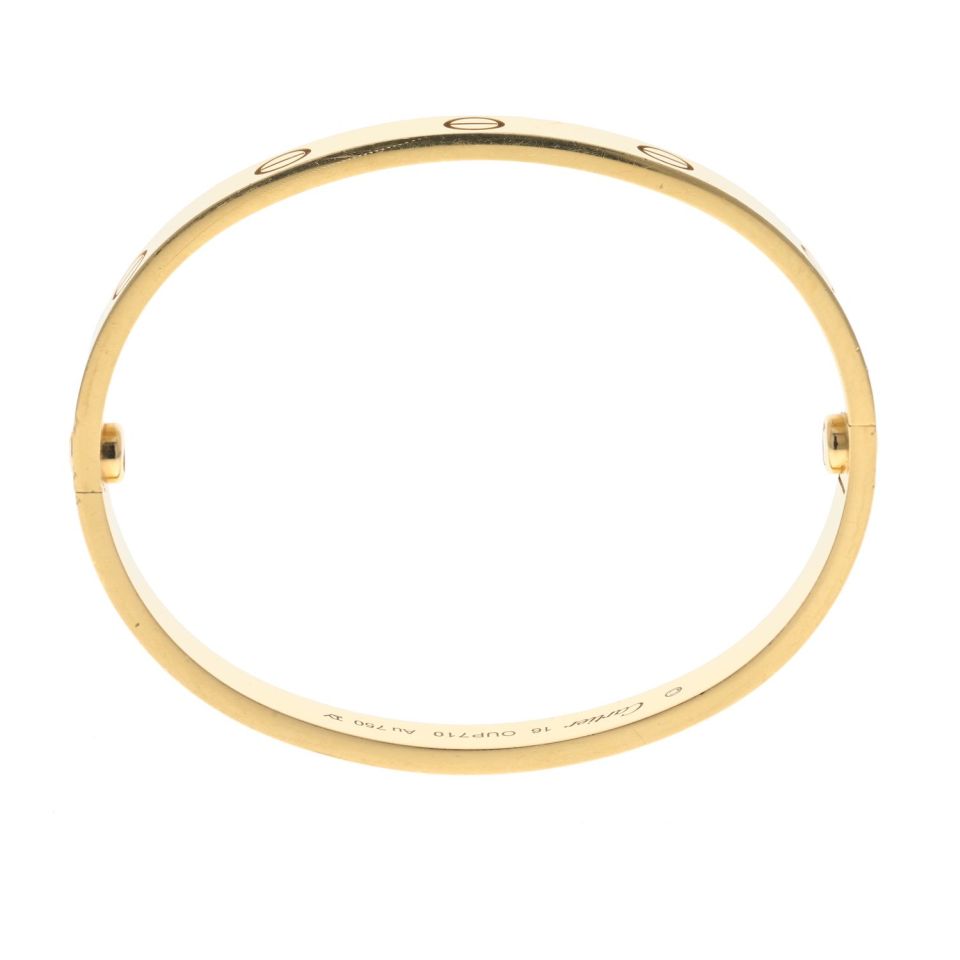 Cartier Love 18K Yellow Gold Love Bangle Size 16 Bracelet - The Back Vault