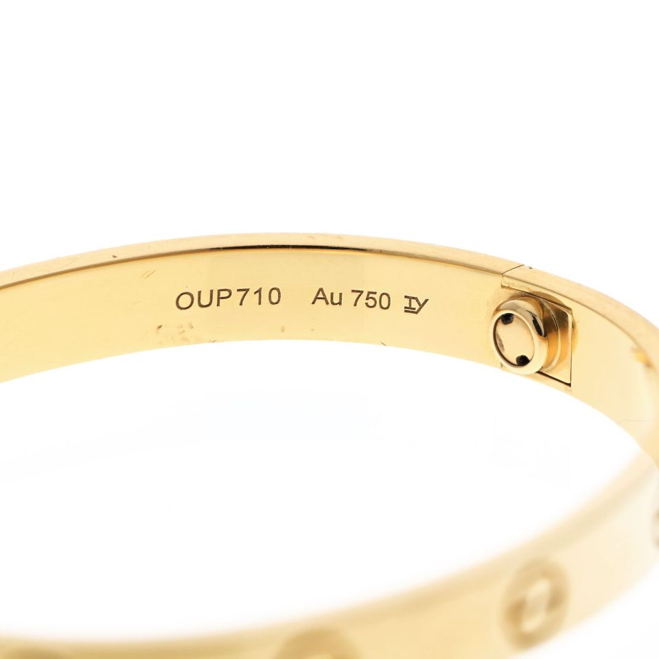 Cartier Love 18K Yellow Gold Love Bangle Size 16 Bracelet - The Back Vault