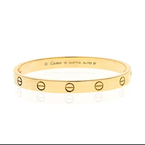 Cartier Love 18K Yellow Gold Love Bangle Size 16 Bracelet