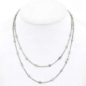 14K White Gold 5.00cttw Round Cut Diamond By The Yard Chain Diamonds by the Yard Necklace