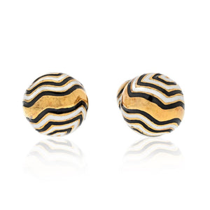 David Webb Platinum & 18K Yellow Gold Zebra Button Cuff Links