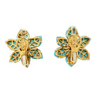 18K Yellow Gold Turquoise Diamond Flower Earrings - The Back Vault