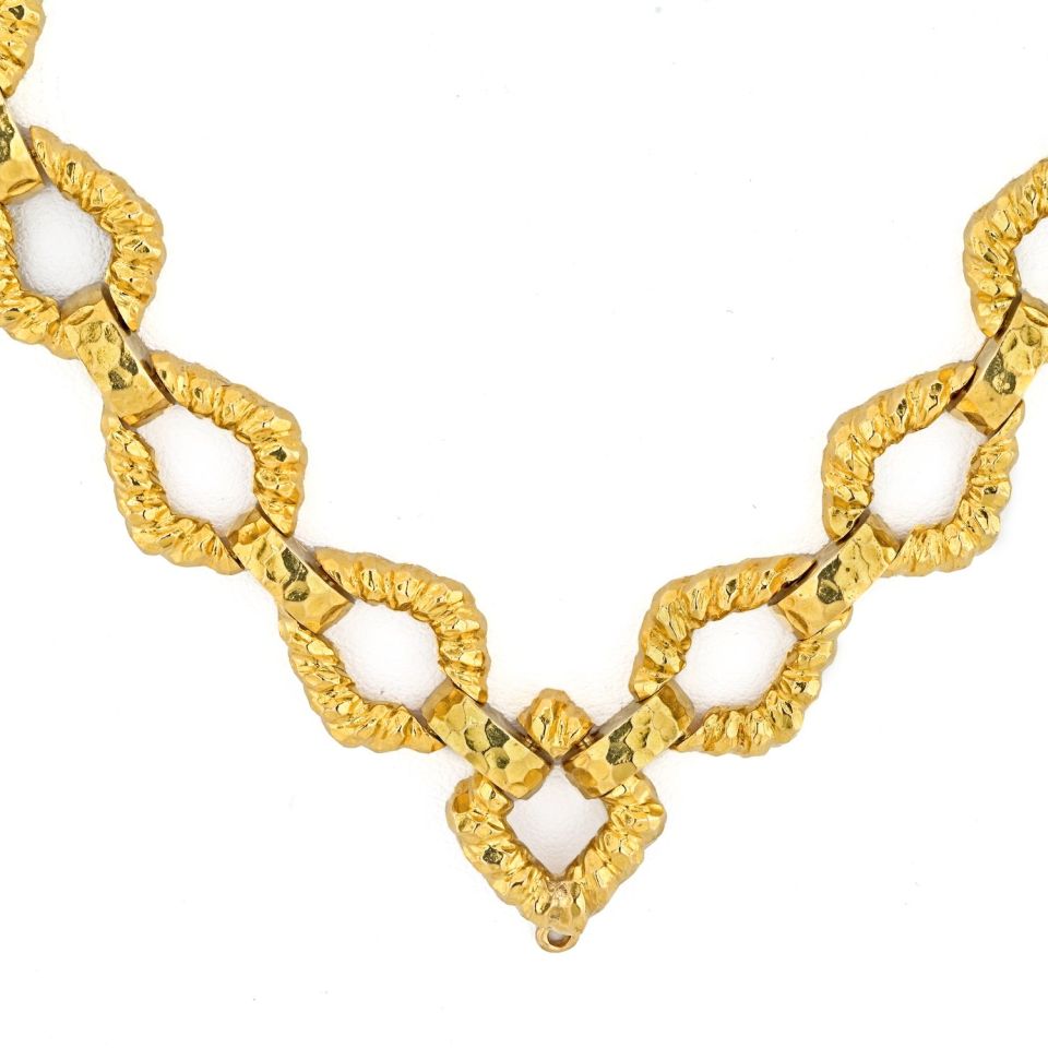 David Webb Platinum & 18K Yellow Gold 31 Inches Textured Link Chain Necklace - The Back Vault