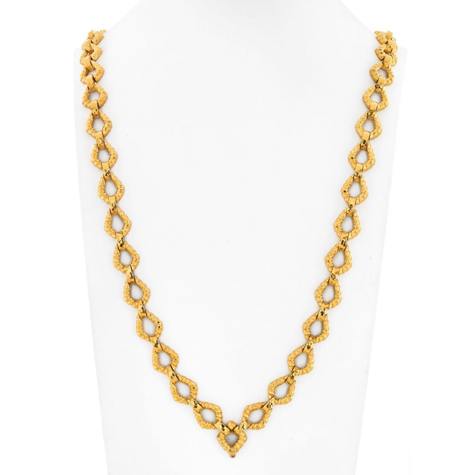 David Webb Platinum & 18K Yellow Gold 31 Inches Textured Link Chain Necklace - The Back Vault
