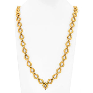 David Webb Platinum & 18K Yellow Gold 31 Inches Textured Link Chain Necklace